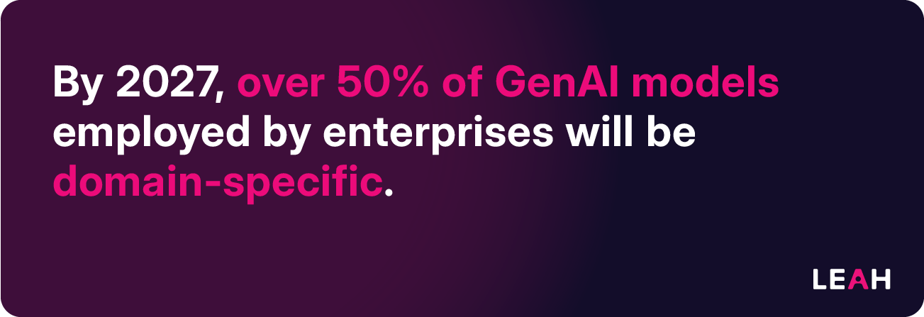 By 2027, over 50% of GenAI models employed by enterprises will be domain-specific